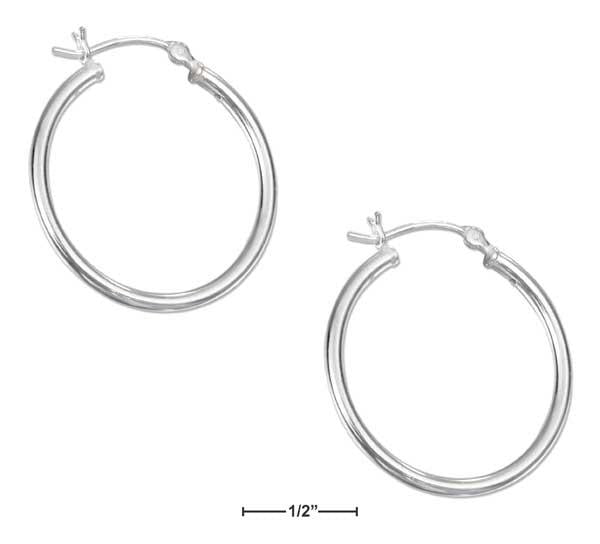 Sterling Silver 28mm Lightweight Hoop Earrings With French Locks