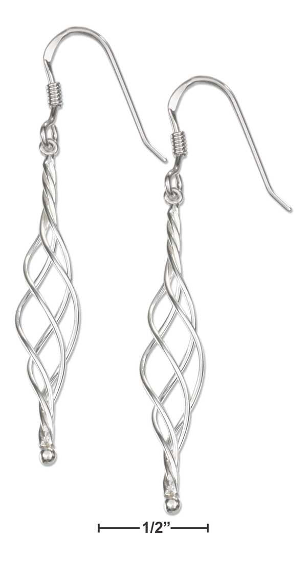 Sterling Silver Elongated Four Strand Wire Twist Earrings