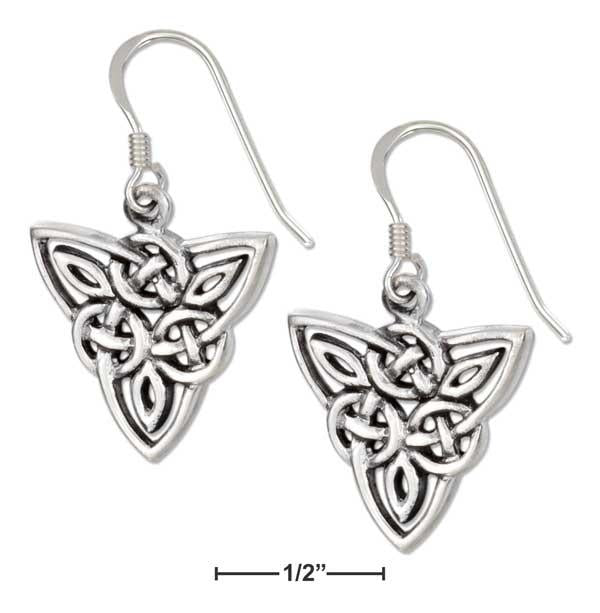 Sterling Silver Scrolled Celtic Trinity Earrings On French Wires