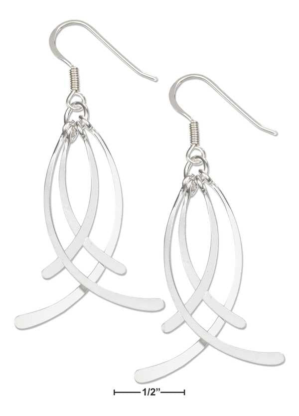 Sterling Silver Layered Four Drop Spoon Earrings On French Wires