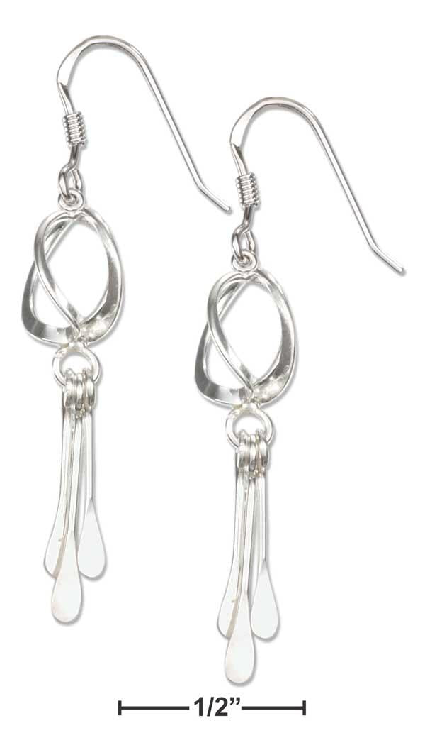 Sterling Silver Twisted Basket Earrings With Triple Spoon Drops