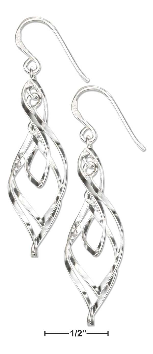 Sterling Silver Triple Twisted Designer Earrings On French Wires