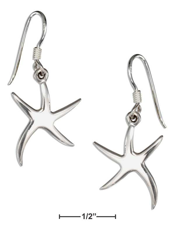 Sterling Silver High Polish Starfish Earrings On French Wires