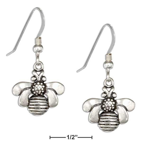 Sterling Silver Bumble Bee Earrings On French Wires