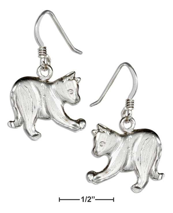 Sterling Silver Playful Cat Earrings On French Wires