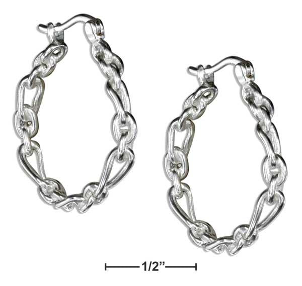 Sterling Silver Oval And Circle Link Hoop Earrings