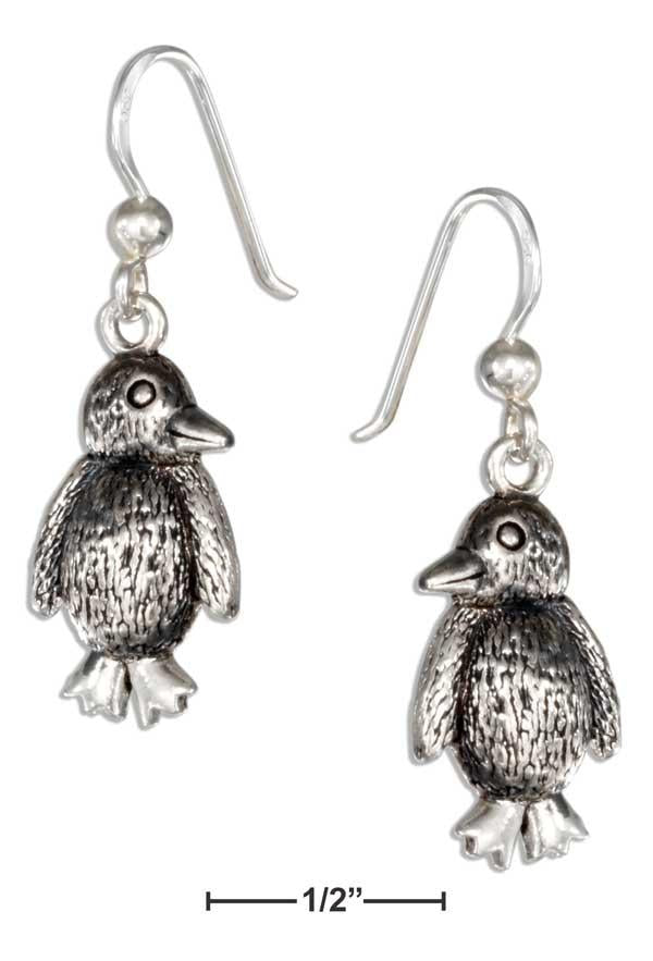 Sterling Silver Antiqued Penguin Earrings