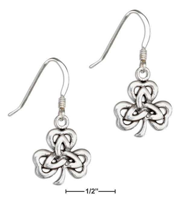 Sterling Silver Irish Shamrock Earrings With Celtic Trinity Knot