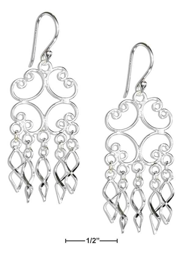 Sterling Silver Wire Chandelier Earrings With Infinity Knot Dangles