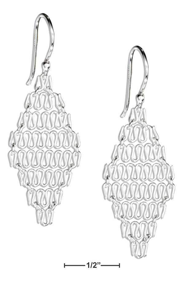 Sterling Silver Wire Mesh Marquise Shape Earrings