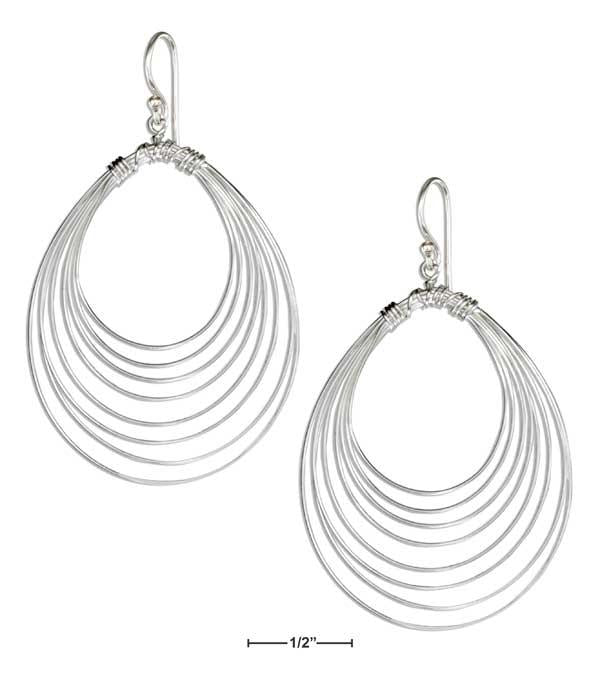 Sterling Silver Wire Graduating Teardrops Earrings