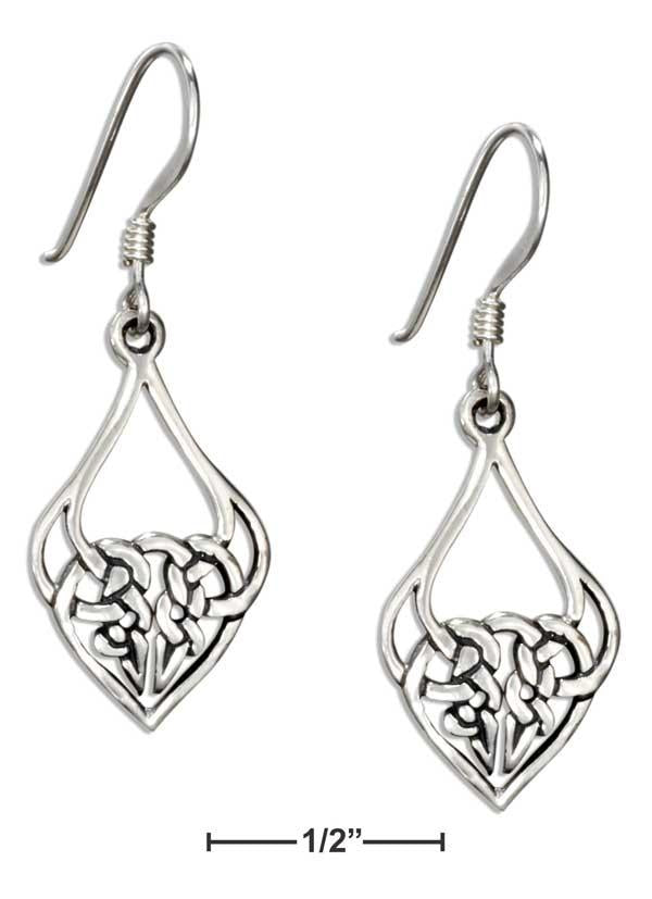 Sterling Silver Celtic Knotted Heart Teardrop Dangle Earrings