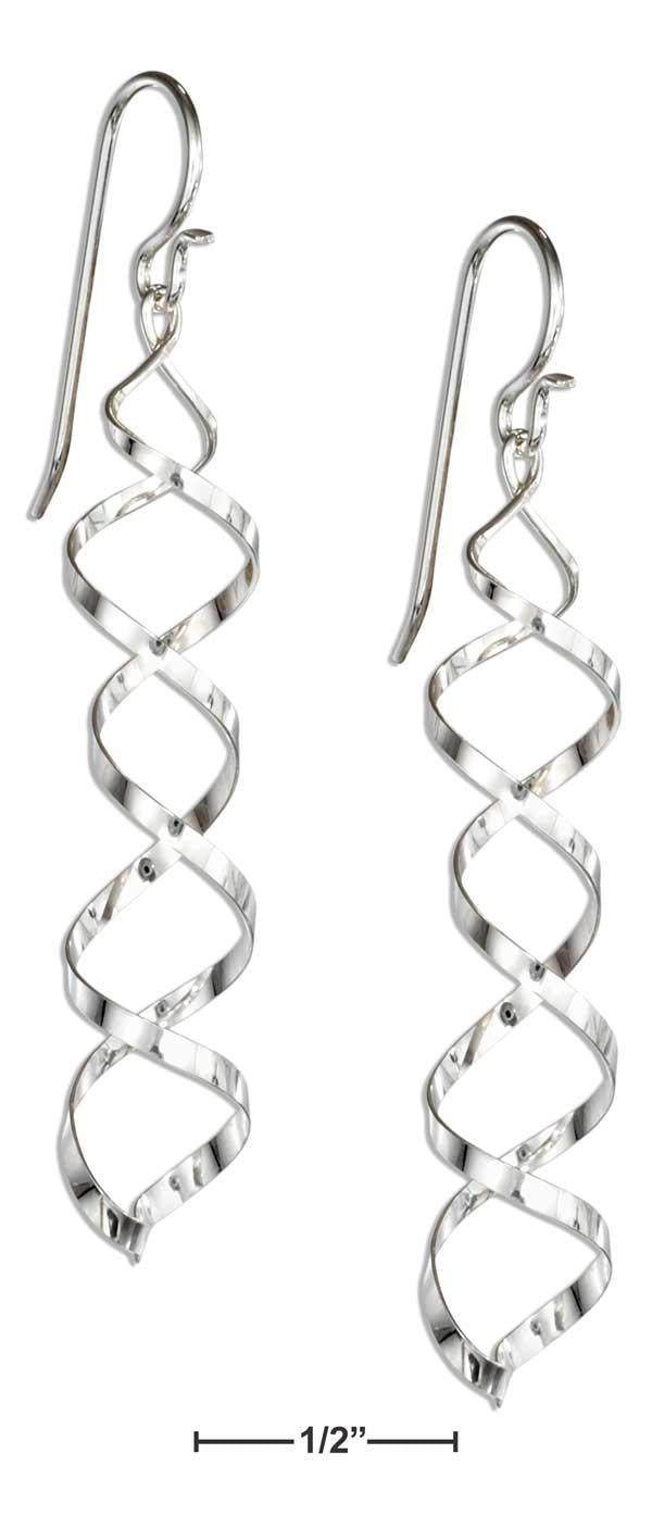 Sterling Silver Double Corkscrew Spiral Dangle Earrings