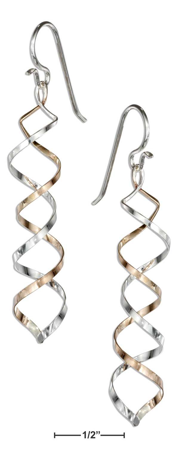 Sterling Silver And 12kt Gold-filled Double Corkscrew Spiral Dangle Earrings