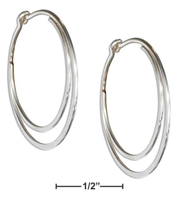 Sterling Silver Medium Flat Bottom Double Hoop Earrings