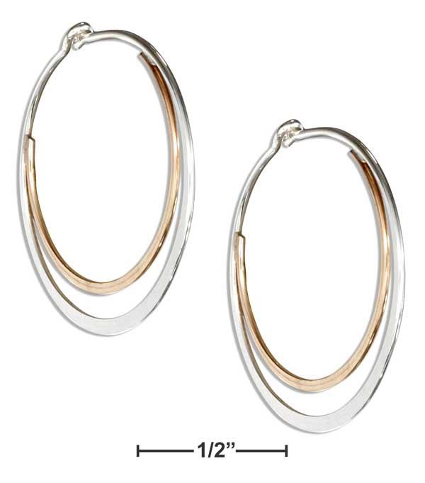 Sterling Silver And 12 Karat Gold Filled 25mm Flat Double Hoop Earrings