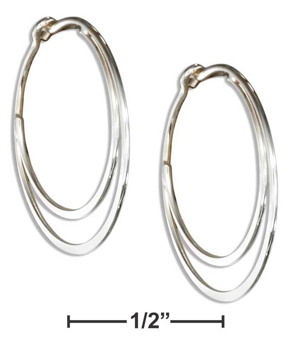 Sterling Silver Small Flat Bottom Double Hoop Earrings