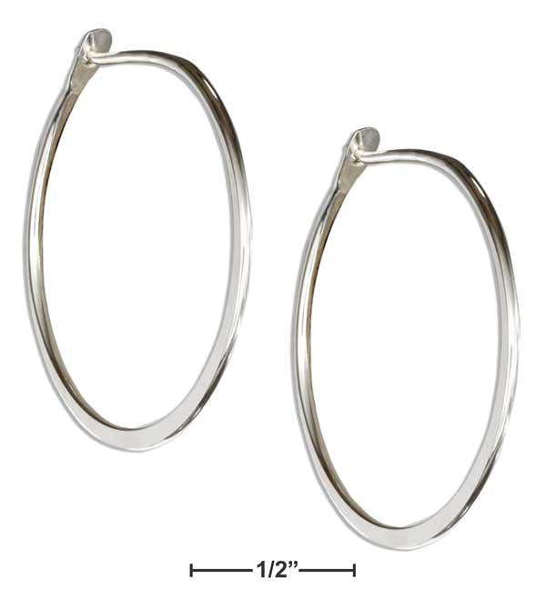 Sterling Silver 30mm Flat Bottom Plain Hoop Earrings