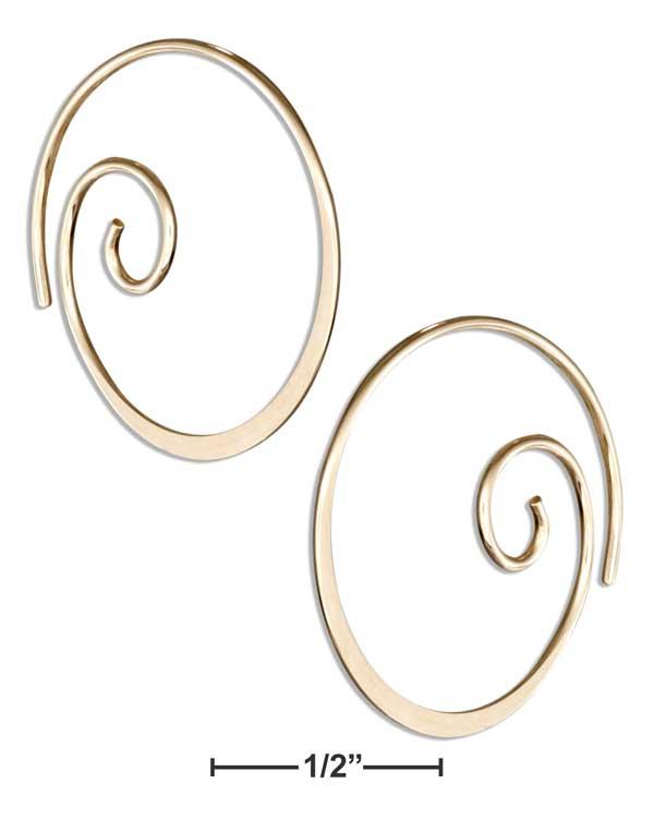 12 Karat Gold Filled 22mm Curly Spiral Threader Wire Hoop Earrings