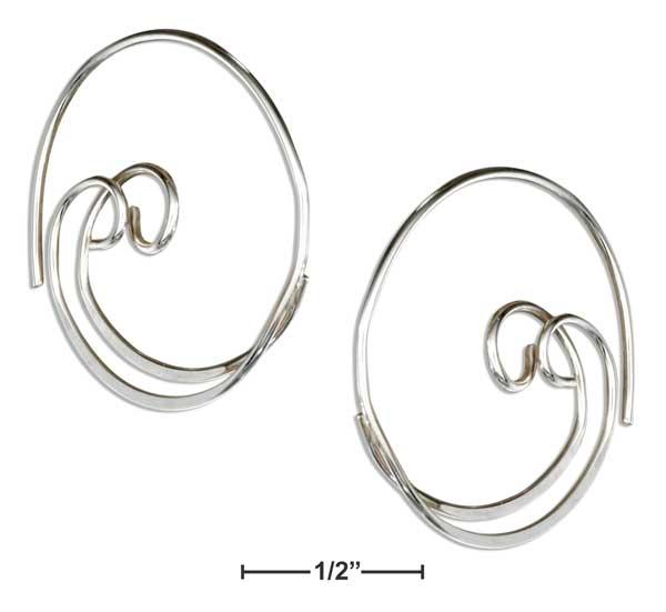 Sterling Silver 24mm Double Spiral Threader Wire Hoop Earrings