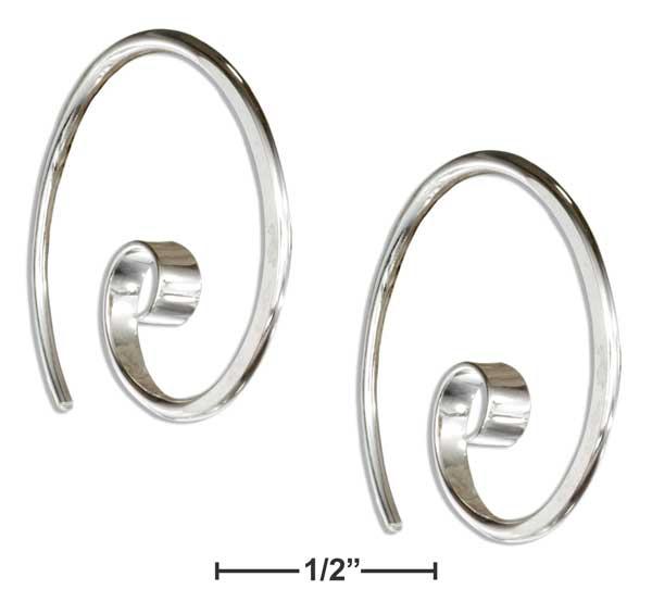 Sterling Silver 24mm Curly Spiral Threader Wire Hoop Earrings