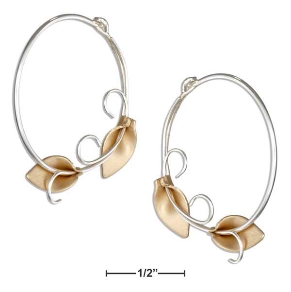 Sterling Silver And 12 Karat Gold Filled Calla Lily Hoop Earrings