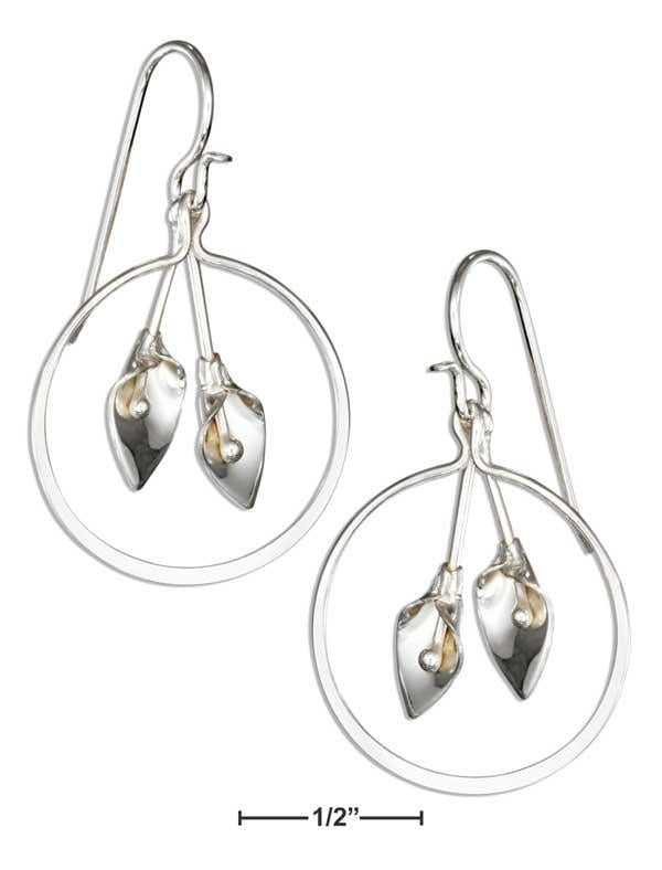 Sterling Silver Circle Earrings With Calla Lily Dangles