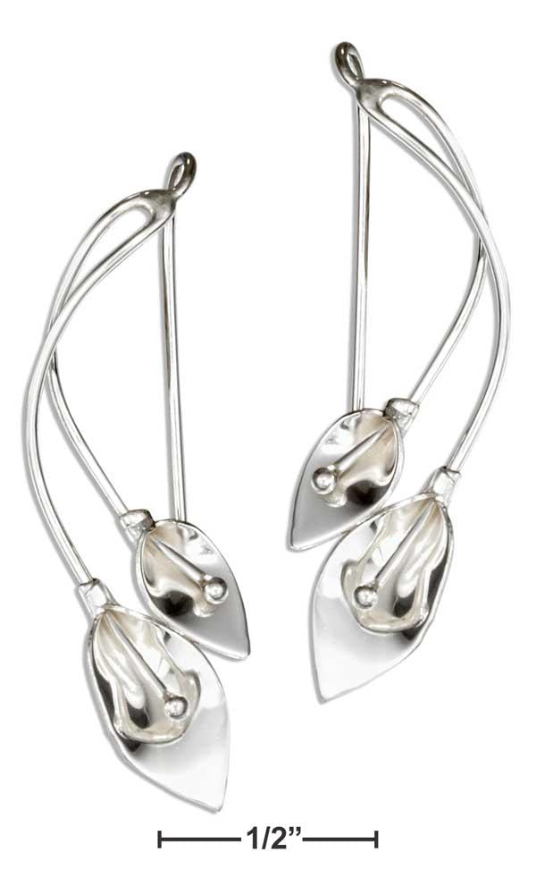 Sterling Silver Double Calla Lily Wire Earrings