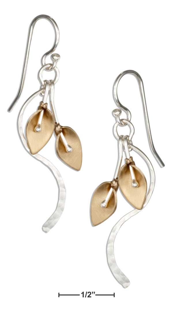 Sterling Silver And 12 Karat Gold Filled Lilies And Vine Earrings