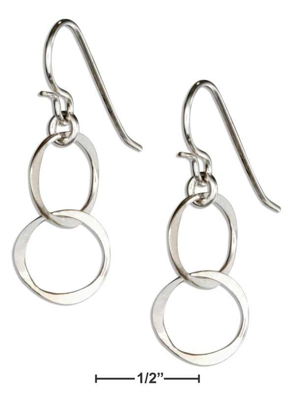 Sterling Silver Dainty Small Double Interlocking Circles Dangle Earrings