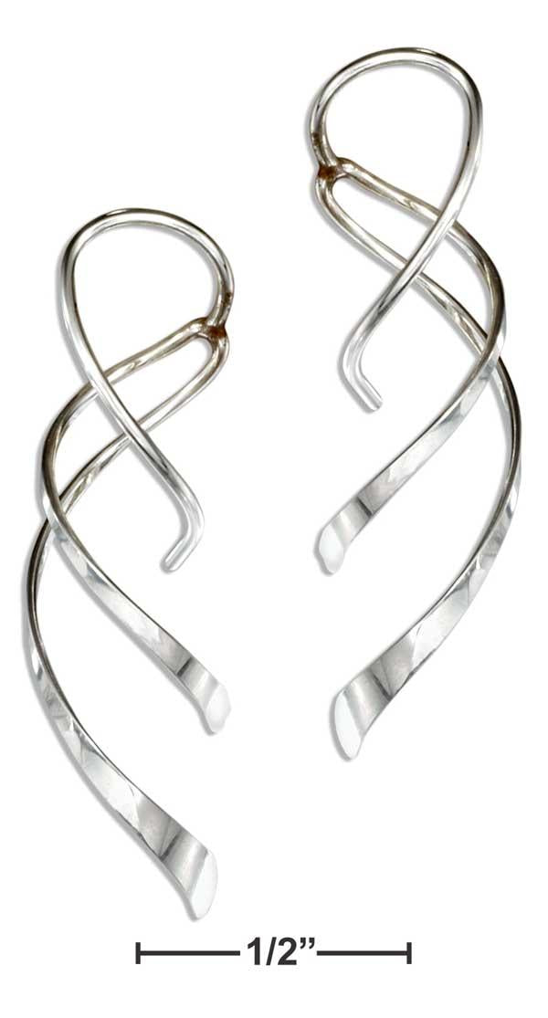 Sterling Silver Double Spiral Curly Streamer Wire Earrings