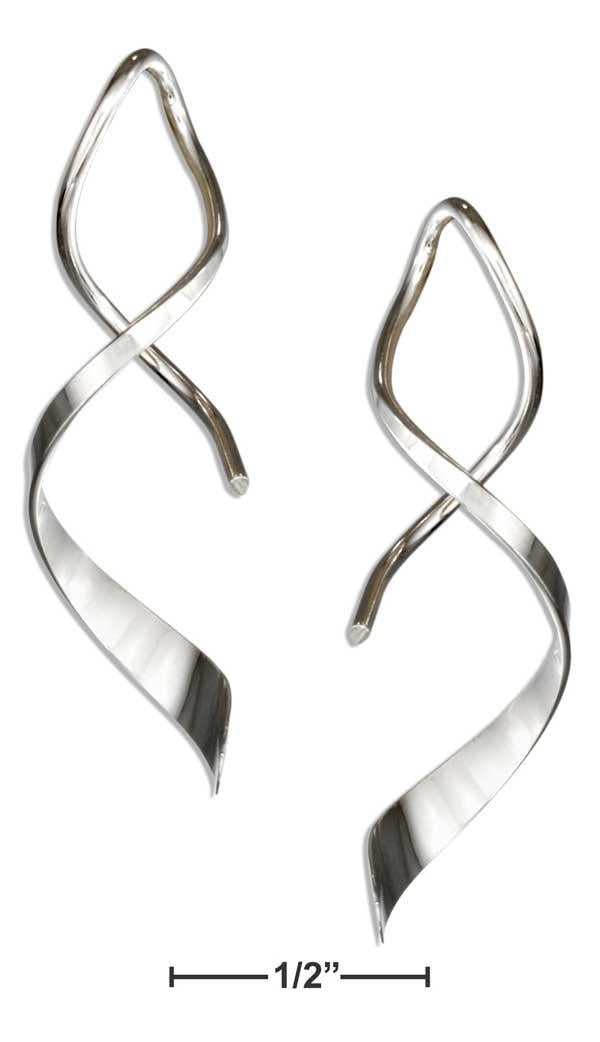 Sterling Silver Spiral Streamer With Wide End Wire Earrings