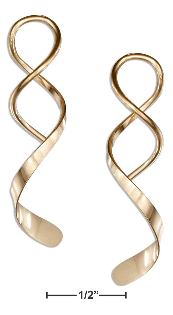 12 Karat Gold Filled Spiral Streamer With Wide End Wire Earrings