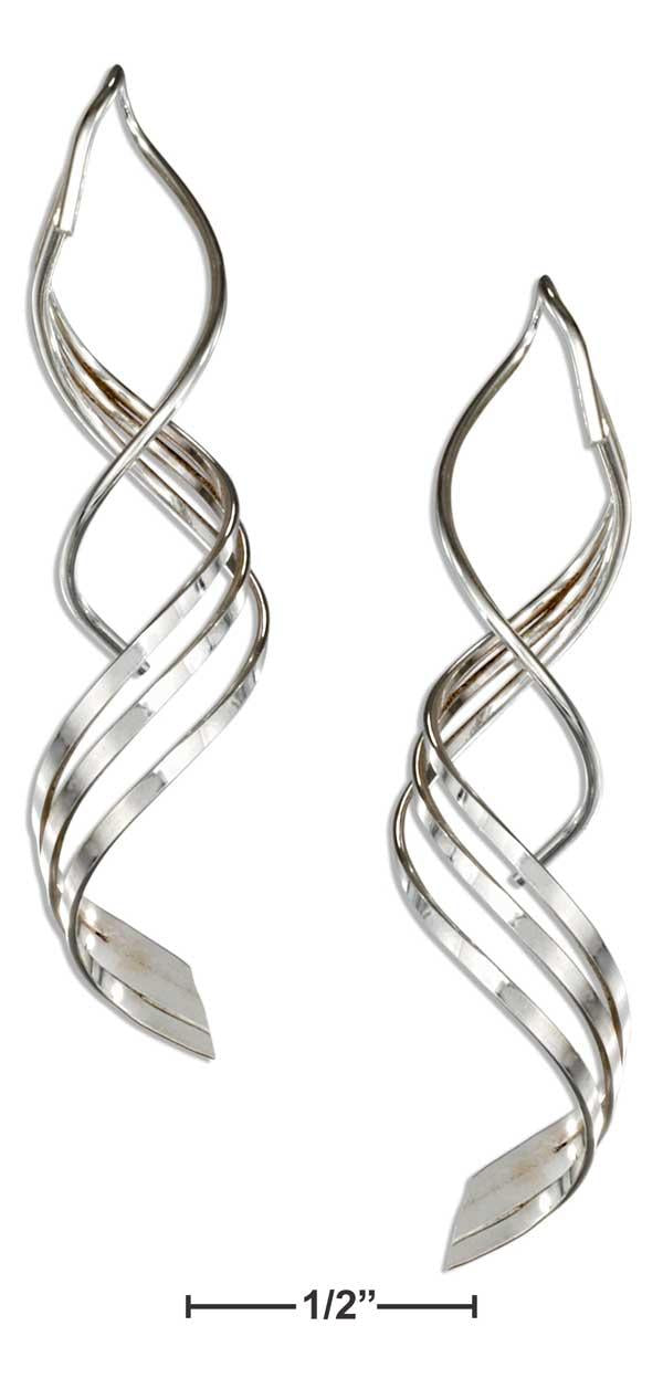 Sterling Silver Triple Spiral Streamer Wire Earrings