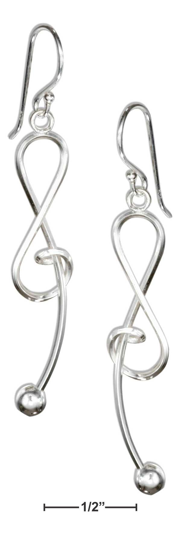 Sterling Silver Square Wire Music G-clef Earrings