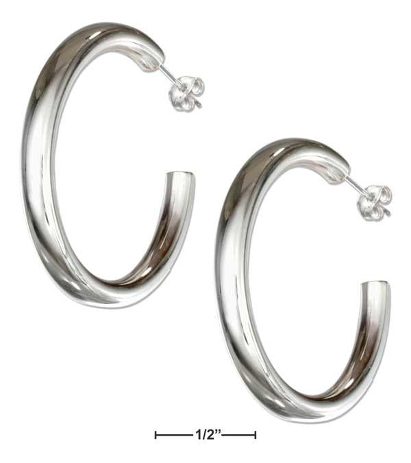 Sterling Silver 35mm High Polish 3/4 Post Hoop Earrings