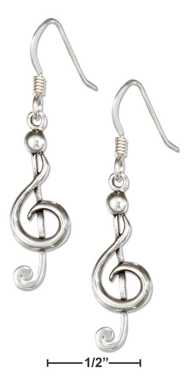 Sterling Silver Musical G-clef Earrings