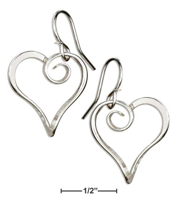 Sterling Silver Curly Heart Dangle Earrings