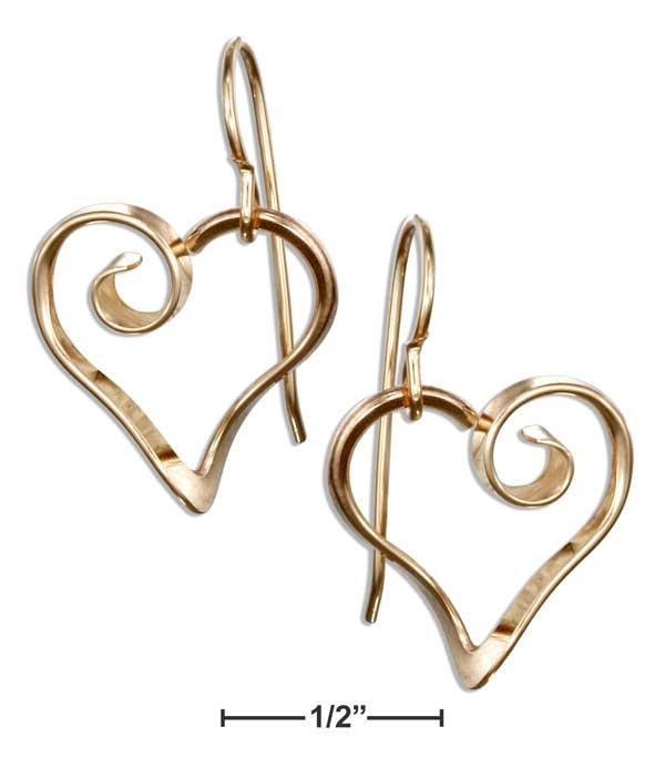 12 Karat Gold Filled Curly Heart Dangle Earrings