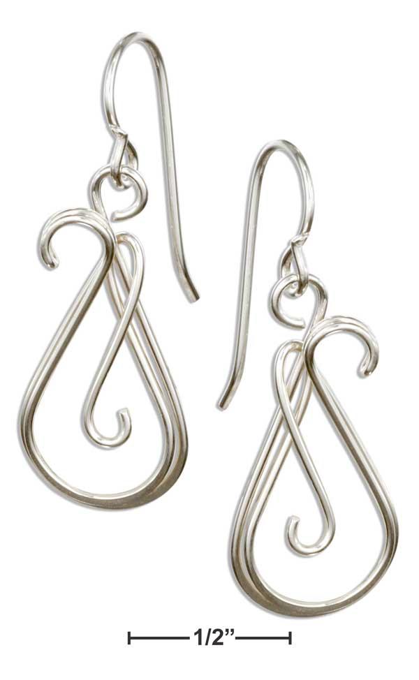 Sterling Silver Double Wire Scroll Teardrop Earrings