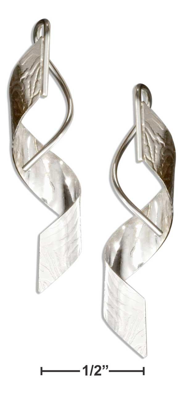 Sterling Silver Etched Wide Streamer Earrings