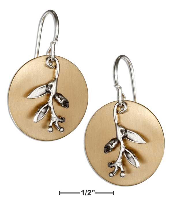 Sterling Silver And 12 Karat Gold Filled Disk With Vine Earrings