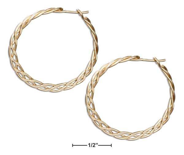 12 Karat Gold Filled 30mm Flat Celtic Weave Hoop Earrings