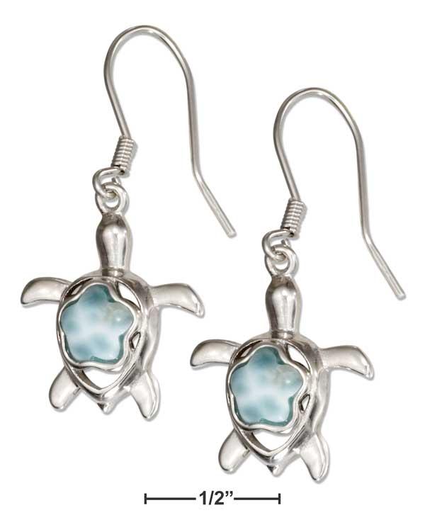 Sterling Silver Larimar Turtle Earrings