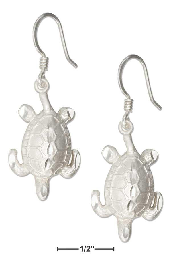 Sterling Silver Down Facing Sea Turtle Earrings