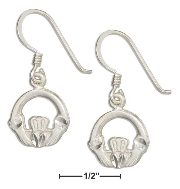 Sterling Silver Diamond Cut Claddagh Earrings