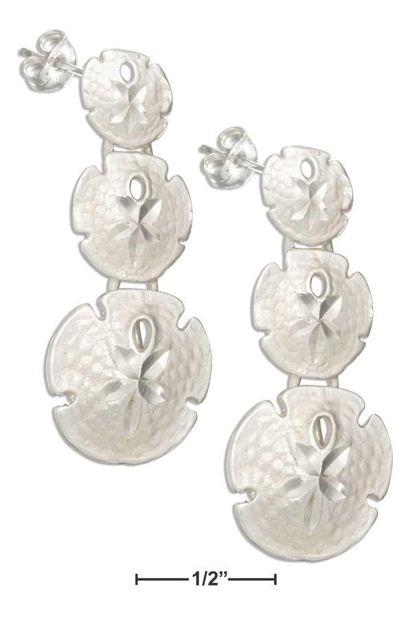 Sterling Silver Diamond Cut Triple Sand Dollars Earrings