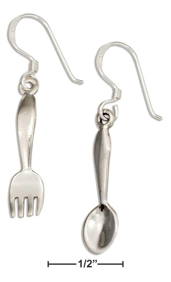 Sterling Silver Fork And Spoon Earrings.