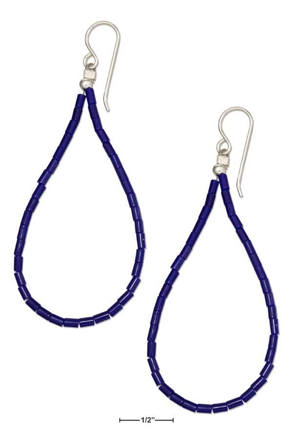 Sterling Silver Deep Blue Heishi Bead Loop Earrings