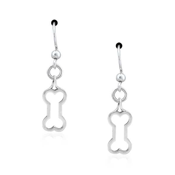 Sterling Silver Bone Ah Petite Silhouette Dog Bone Dangle Earrings